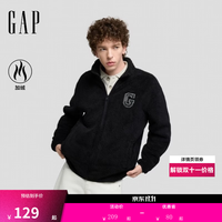 Gap 男女装秋logo刺绣宽松立领抱抱绒卫衣外套1SS623730 黑色 M (170/92A)亚洲尺码