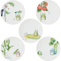 NORITAKE 龙猫蔬菜系列餐具套装 5件套精细瓷器盘子 15.5cm圆形盘 微波炉洗碗机适用 日式餐具