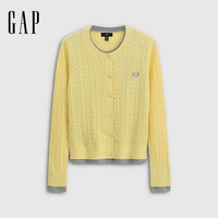 Gap 双十一购物狂欢 麦穗刺绣绞花针织开衫 黄色
