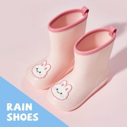 优调 儿童雨鞋可爱卡通2026夏季新款男女童防滑小学生幼儿防水雨靴 樱花粉 24-25