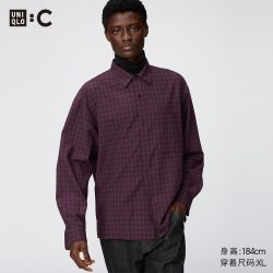 优衣库 预售：易打理休闲格子衬衫/长袖优衣库男装女装合作款/衬衣空调衫488793