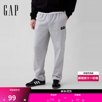 Gap 男装2026秋季新款舒适松紧腰直筒运动卫裤休闲裤000913984 浅灰色 M 美码  L亚洲码 180/100A