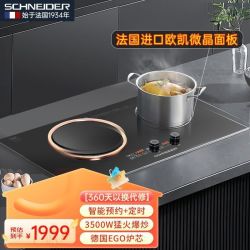 施耐德 法国SCHNEIDER电磁炉凹面双灶台式嵌入智能电陶炉家用大功率爆炒
