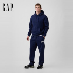 Gap 舒适松紧腰直筒运动卫裤休闲裤 深蓝色