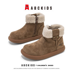 ABCKIDS ABC KIDS儿童加绒雪地靴冬季童鞋男女童加厚棉靴保暖勃肯靴3814黄色38