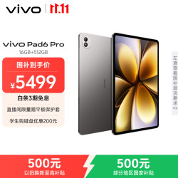 vivo Pad6 Pro 13.2英寸 平板电脑（第五代骁龙8 至尊版、16GB、512GB、WiFi版、自在灰）