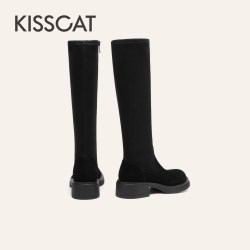 KISSCAT 秋冬骑士靴高筒瘦瘦靴舒适不累脚百搭圆头时装靴女