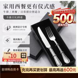 西餐刀具叉子餐具 不锈钢牛排刀叉套装 两件套极光系列