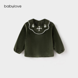 Babylove 刺绣娃娃领 橄榄绿 80cm 女童卫衣