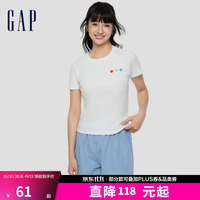Gap 小熊刺绣 白色 M(165/88A) 女士针织短袖T恤