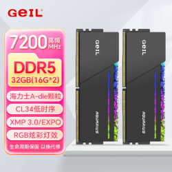 GeIL DDR5摇光RGB灯条 台式机内存条5代马甲条 32G（16*2）7200MHz 黑色灯条C34