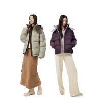 坦博尔 羽绒服女宽松短款 小个子秋冬可脱卸帽秋冬运动保暖外套