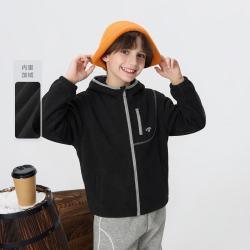 马骑顿 男童冬户外夹花连帽外套内搭