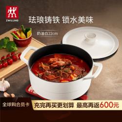 双立人 珐琅锅汤锅炖锅Dragon龙铸铁锅多功能锅具电磁炉通用 奶油白 22cm