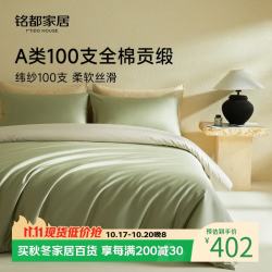 MIDO HOUSE 铭都100支新疆长绒棉床上四件套床单被套床笠松湖绿 1.8m床笠款