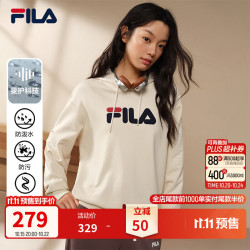 斐乐 多彩运动复古卫衣26冬季男女情侣装宽松内搭抓绒T恤打底上衣 连帽常规版-水乳白-IV M 170/92A/M