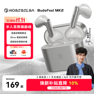 弱水时砂 BudsFeel Mk2 半入耳式降噪蓝牙耳机 流雪银