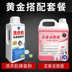 厨洁达 爆氧粉洗衣机专用清洁剂洗衣机槽强力除垢去污清洁剂滚筒波轮专用 洗衣机爆氧粉1000g+花香洁厕