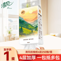 清风 棉柔亲肤悬挂纸巾柔软亲肤家用宿舍囤货批发抽纸卫生间厕纸 4层 250抽*1提