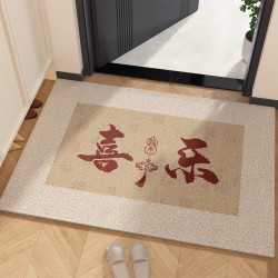 金玉铭川 新中式丝圈入户门地垫玄关线圈蹭土门垫子家用进门口换鞋防滑脚垫 SQ-福来-03 50X80cm