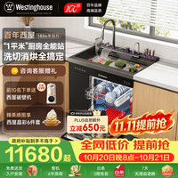 西屋电气 西屋集成水槽洗碗机超声波果蔬清洗家用双层上下分层洗嵌入式碗柜14套洗碗机一体机大单槽+净水器