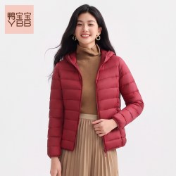 鸭宝宝 2026新款轻薄羽绒服女90鸭绒连帽保暖内胆修身秋冬外套W