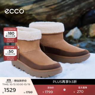 ecco 靴子女 26年秋冬新款加绒保暖厚底雪地靴 雪境  驼色 37