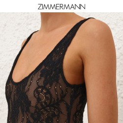 zimmermann 2026秋季成衣新款黑色蕾丝低圆领连体衣