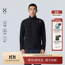 HAGLÖFS HAGLOFS火柴棍Vind Fleece男子立领中间层抓绒衣保暖弹力外套 纯黑 M