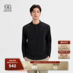 KOLON SPORT 户外抓绒衣 男士POLARTEC通勤圆领长袖T恤 LHRT6WT885-BK 黑色 L 175/96A