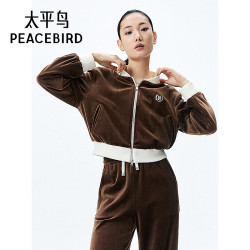 太平鸟 女装短外套春季品质丝绒外套时尚高级运动