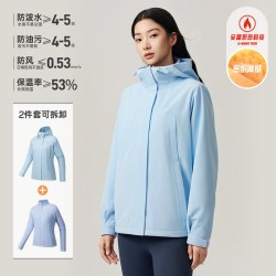 安踏 抓绒三合一软壳衣丨大地之壳运动外套女士摇粒绒加绒夹克上衣