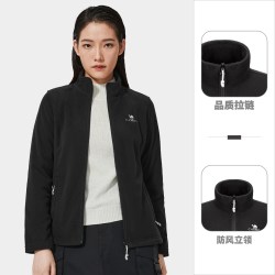 骆驼 户外抓绒衣女双面摇粒绒冲锋衣内胆抗静电薄款立领防风外套男
