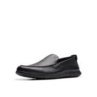 Clarks 其乐Flexway Step男鞋 一脚蹬轻便防滑通勤休闲皮鞋 Black Leather 7.5