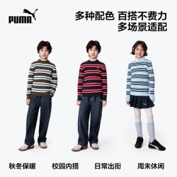 彪马 童装新款儿童针织衫中领套头毛衫毛衣保暖舒适