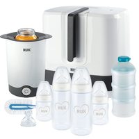 NUK First Choice+ 全套喂食套装 | Vario Express *器,4 个婴儿奶瓶,1 个婴儿奶瓶奶嘴,奶瓶加热器等 | 心形(中性) | 9 件