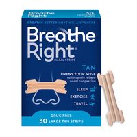 Breathe Right 原装鼻条减少打鼾和缓解鼻塞,棕褐色,30 片(包装可能有所不同)