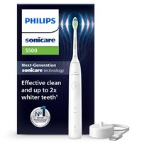 Philips 飞利浦 Sonicare 5500 电动牙刷 1 个强度等级的声波牙刷 压力控制 EasyStart 智能定时器和 BrushPacer 白色 型号 HX7110/01
