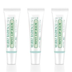 MARIO BADESCU 保湿薄荷唇膏,适用于干裂嘴唇,加入椰子油和乳木果油,超滋养唇部护理保湿霜,打造柔软、光滑、柔嫩的双唇,3 件装