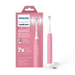 Philips 飞利浦 4100充电式电动牙刷 声波清洁 压力感应保护 2分钟智能计时 14天续航 深粉色 含刷头盒