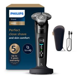Philips 飞利浦 i9000 干湿两用剃须刀,黑色墨水采用 Skin IQ 技术,三重升降和切割系统,360° 旋转双钢精密刀片,型号 X9000/10
