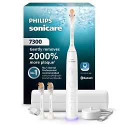 Philips 飞利浦 Sonicare 7300 系列电动牙刷 - 新一代 Sonicare 技术,压力传感器,12 种刷牙设置,SmarTimer,BrushPacer,21 天运行时间,旅行箱,白色,HX7420 /07