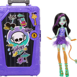 Monster High Skulltimate Secrets Jinafire 长玩偶和配饰套装,目的地:Gore-geous Oasis 带手提箱和 19 多个惊喜类似衣服