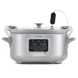 CROCK-POT Crockpot 可编程 7 夸脱(约 1.8 升)烹饪和携带慢炖锅,带真空视频,不锈钢
