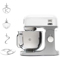 Kenwood 凯伍德 kMix 厨师机 KMX750WH，5升不锈钢搅拌碗，Safe-Use安全系统，金属外壳，1000瓦，含法式糕点3件套及防溅外罩，白色