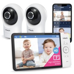 VTech RM7764-2HD 1080p 智能WiFi 摄像头婴儿监视器,360° 高清显示屏和夜视