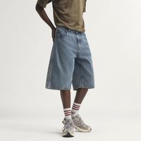 移动端：阿迪达斯 三条纹中腰直筒运动牛仔短裤男装adidas阿迪达斯三叶草