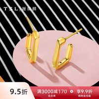 移动端：谢瑞麟 黄金耳钉5D硬金工艺几何线条足金耳饰计价XR277