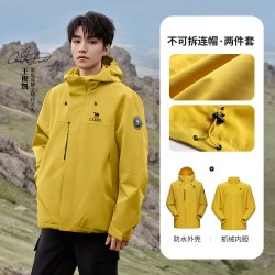 骆驼 [王俊凯同款]骆驼王者凯甲ICON冲锋衣男三合一户外防风防水外套女