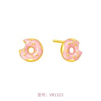 SoinLove 周大福SOINLOVE「下午茶」足金甜甜圈黄金耳钉女生日礼物